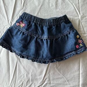 Sonoma Blue Denim Skirt with Floral & Butterfly Embroidery Size 24 Mo
